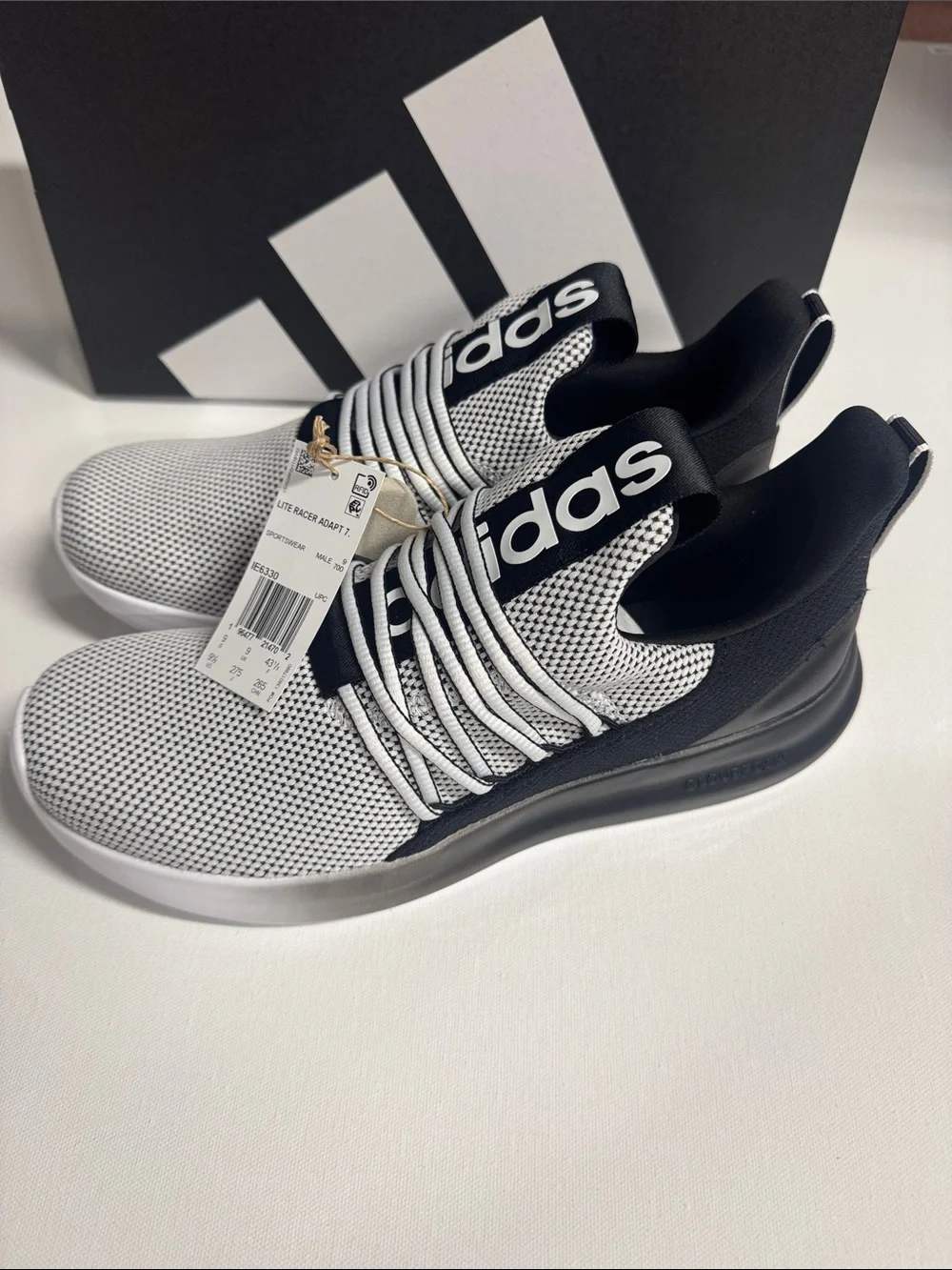 Adidas Slip On Shoes Mens 9.5 Black White Lite Racer Adapt